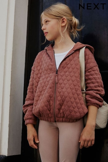 Chocolate Brown Quilted Zip Through Hoodie (3-16yrs) (D86934) | £22 - £27