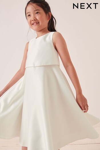Ivory White Satin Bridesmaid Dress (3-16yrs) (D86951) | £38 - £44