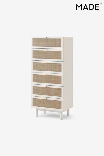 MADE.COM White Washed Oak Effect Pavia Natural Rattan Tall Shelves & Bookcases (D86995) | £399