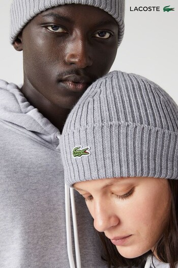 Lacoste Mens Grey Core Essentials Knitted Beanie (D87051) | £45