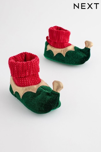 Green Christmas Elf Christmas Baby Pram Sock Slippers (0-2mths) (D87066) | £8 - £9