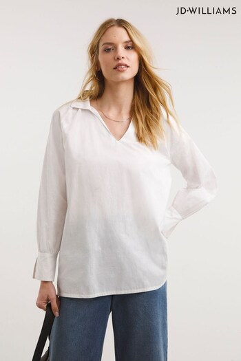 JD Williams White Pullover Cotton Shirt (D87156) | £24