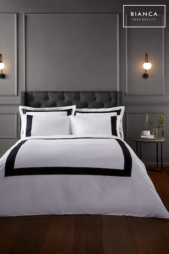 Bianca White Tailored Cotton Duvet Cover and Pillowcase Set (D87183) | £40 - £80