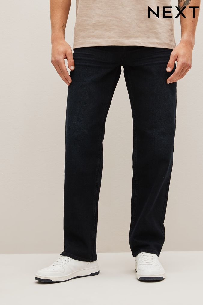 Next mens black straight jeans discount