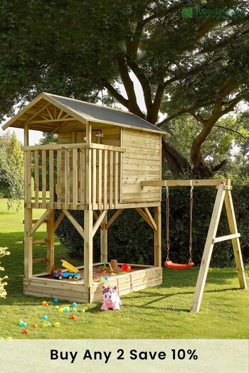 Rowlinson Garden Products Natural Beachhut Playhouse with Swing (D87240) | £1,170