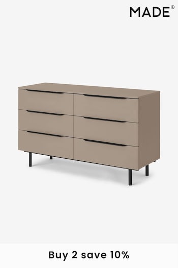 MADE.COM Natural Damien Walnut Effect Wide Chest of Drawers (D87285) | £379