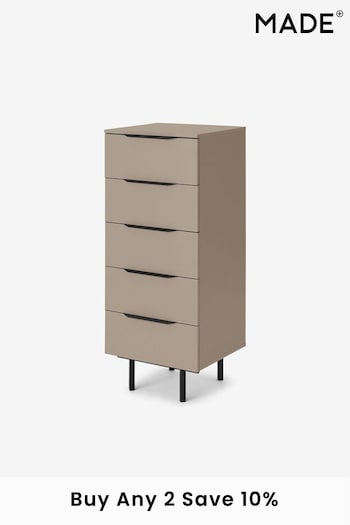 MADE.COM Natural Damien Walnut Effect Tall Chest of Drawers (D87286) | £329