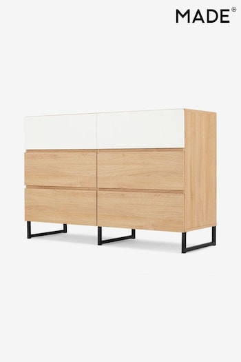 MADE.COM Oak Effect and White Hopkins 6 Drawer Wide Chest of Drawers (D87297) | £299