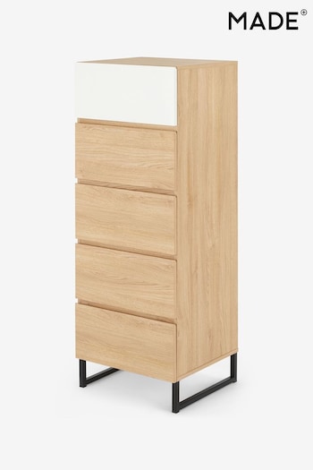 MADE.COM Oak Effect and White Hopkins Tall Chest of Drawers (D87325) | £299
