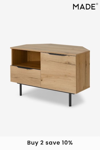 MADE.COM Distressed Oak Effect Damien Corner TV Unit (D87334) | £399