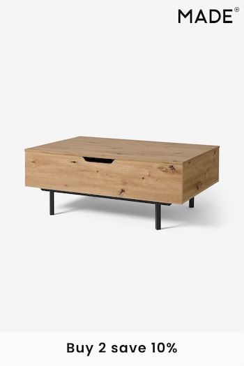 MADE.COM Distressed Oak Effect Damien Lift Top Coffee Table (D87341) | £349