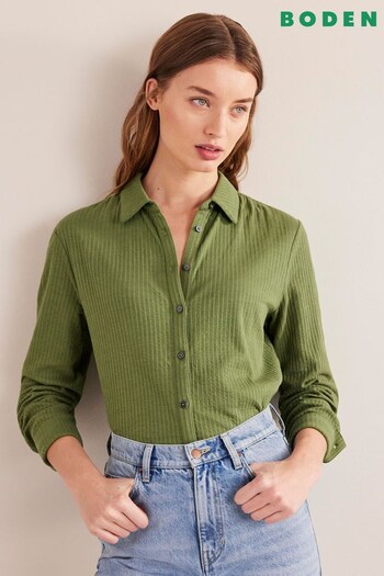 Boden Green Textured Jersey Shirt (D87349) | £48