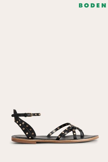 Boden Black Studded Classic Flat Sandals (D87388) | £47
