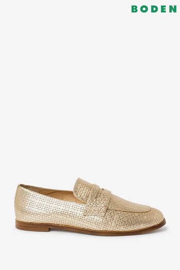Boden Gold Woven Leather Loafers (D87391) | £110