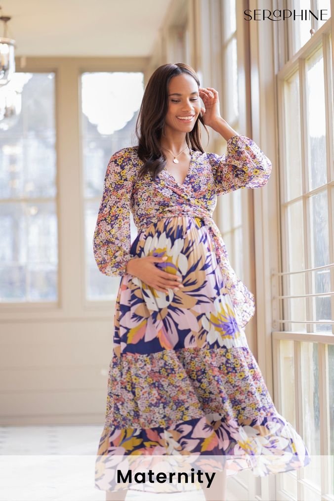 Buy Women's Seraphine Wrap Belted Maternity Dresses Online | ParallaxShops