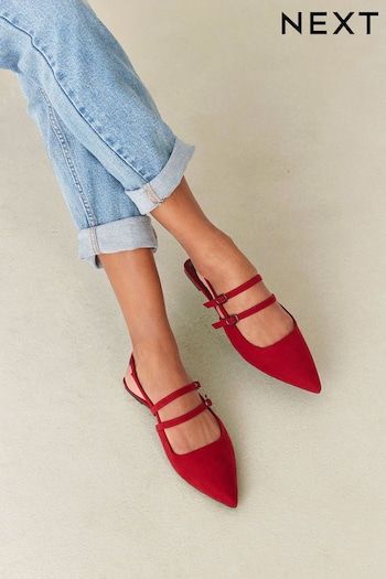 Red Forever Comfort® Double Buckle Slingback Shoes (D87544) | £38