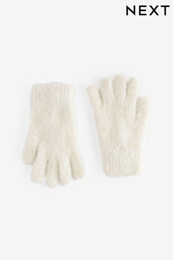 Ecru Fluffy Gloves (3-16yrs) (D87564) | £4 - £7