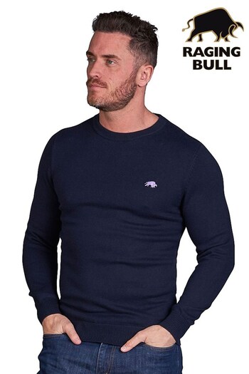 Raging Bull Blue Classic Crew Neck Knit (D87687) | £79 - £89