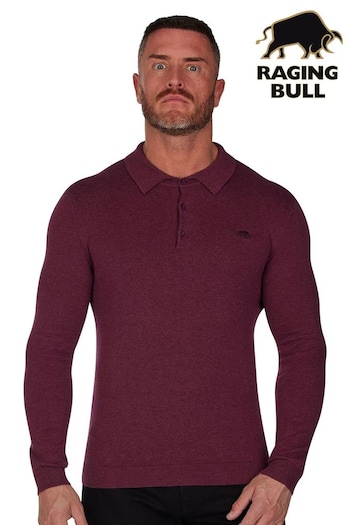 Raging Bull Blue Long Sleeve Knitted Polo (D87709) | £59 - £64