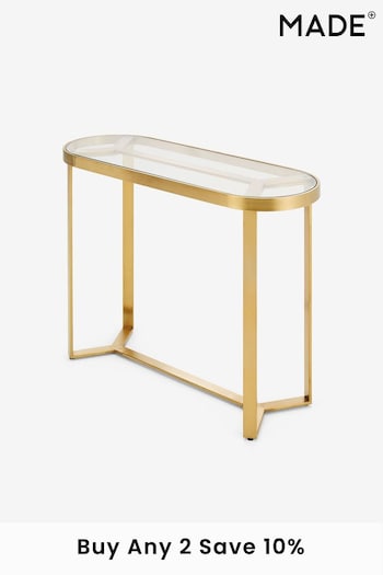 MADE.COM Brushed Brass & Glass Aula Console Table (D87744) | £479