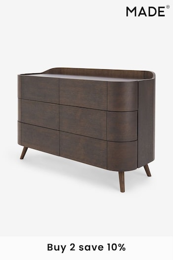 MADE.COM Dark Stain Oak Odie Wide 5 Drawer Chest of Drawers (D87782) | £1,199