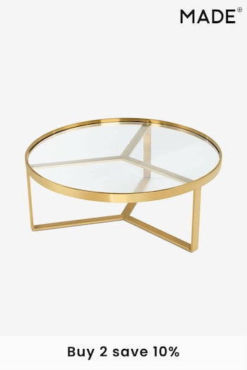 MADE.COM Brushed Brass/Glass Aula Round Coffee Table (D87820) | £449