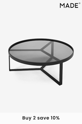 MADE.COM Black/Grey Glass Aula Round Coffee Table (D87823) | £469