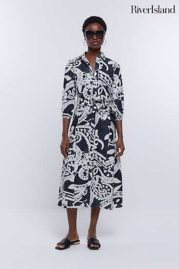 River Island Black Midi wht Shirt Dress (D87948) | £50