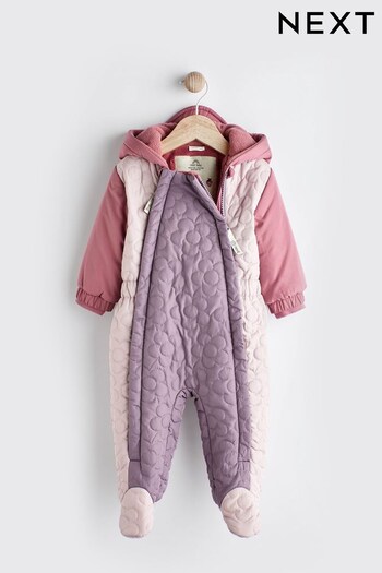Lilac Purple Colourblock Baby All In One Pramsuit (0mths-2yrs) (D88026) | £30 - £32