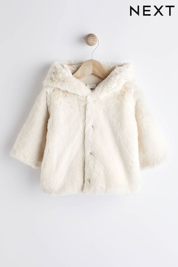 Ecru Cream Baby Hooded Ears Cosy Button-Up Jacket (D88155) | £20 - £22