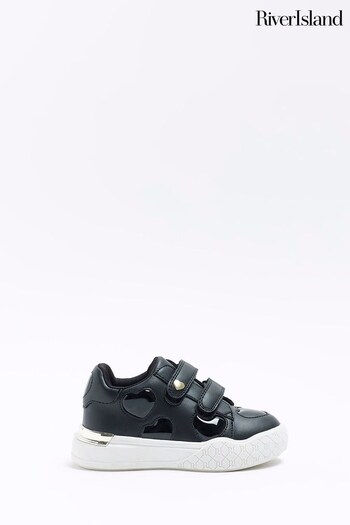 River Island Black Girls Cut Out Heart Plim Trainers (D88256) | £20