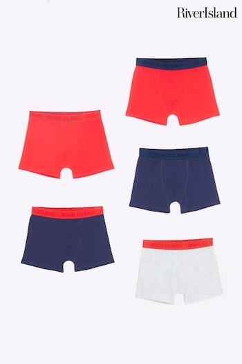 River Island Navy Blue Boys  Boxers 5 Pack (D88282) | £15