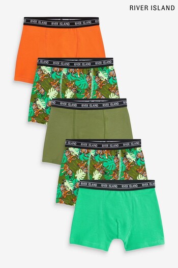 River Island Green Tiger Boxers 5 Pack (D88304) | £15