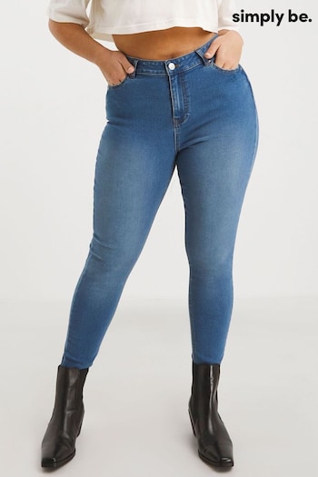 Simply Be Blue Mid Wash Lucy Highwaisted Super Stretch Skinny Jeans (D88566) | £28