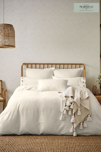 Morris & Co White Pure Linen Cotton Bed Square Pillowcase (D88572) | £30