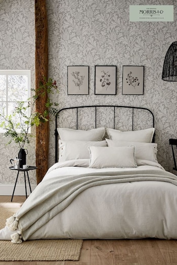 Morris & Co Silver Pure Linen Cotton Bed Square Pillowcase (D88574) | £30