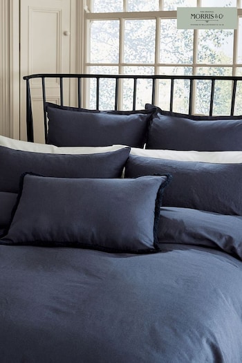 Morris & Co Blue Linen Cotton Bed Square Pillowcase (D88581) | £30