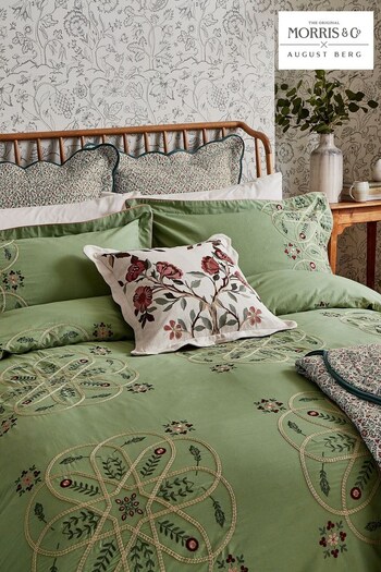 Morris & Co Green Brophy Embroidery Pillow Sham (D88588) | £45