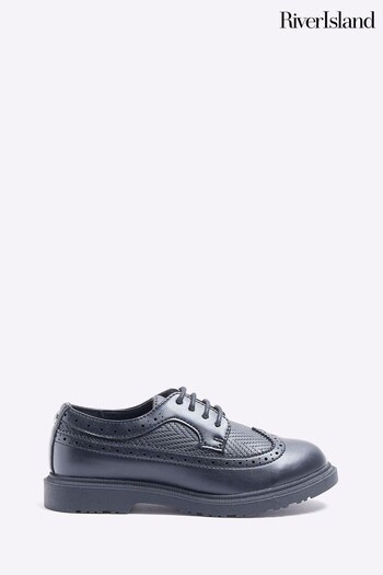 River Island Black Boys Brogue Shoes SK8-Low (D88650) | £25