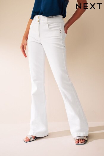 White Lift, Slim & Shape Slim Flared Jeans With Gold Double Button Fastening (D88758) | £50