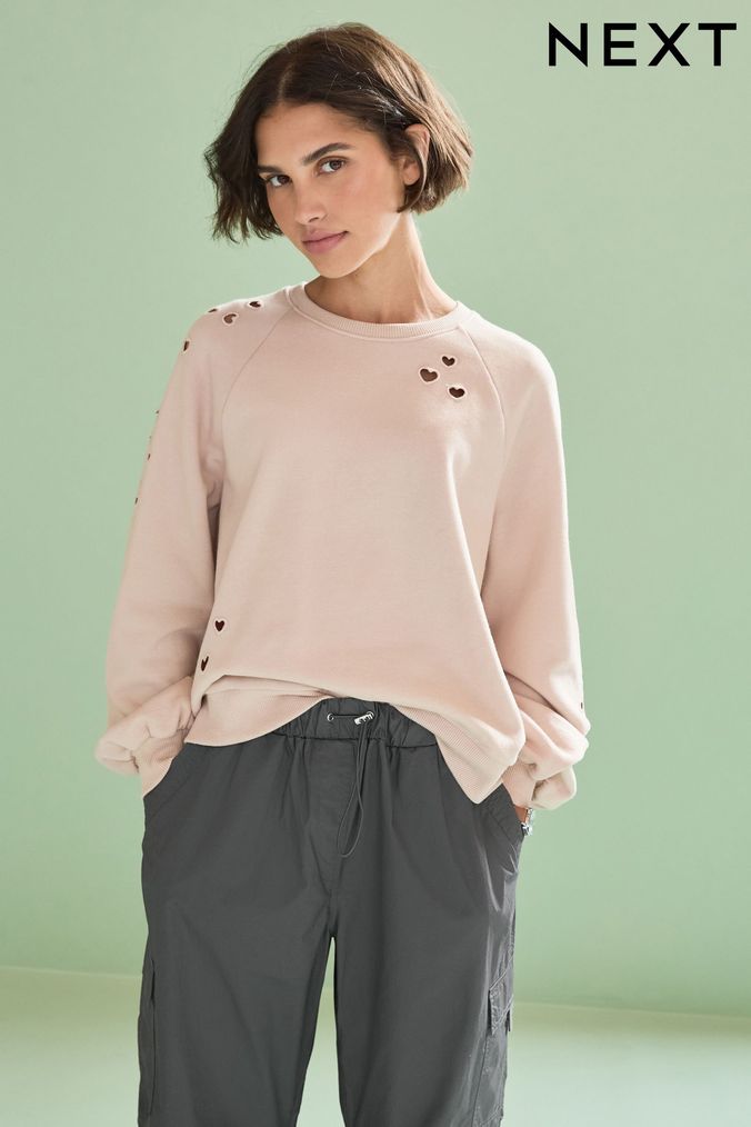 Light Pink Heart Cut-Out Detail Sweatshirt (D88858) | £32