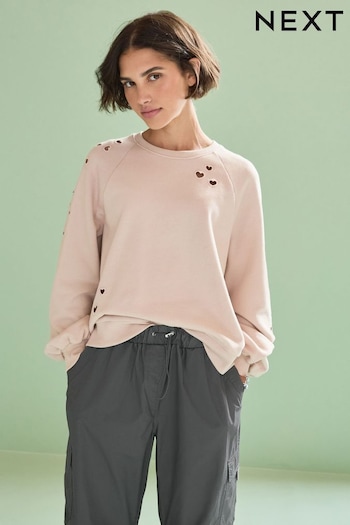 Light Pink Heart Cut-Out Detail Sweatshirt (D88858) | £32