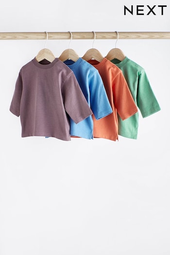Bright Relaxed Fit Long Sleeve Baby T-Shirts 4 Pack (D88860) | £16 - £18