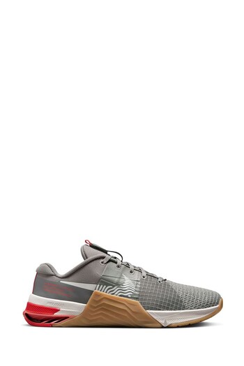 Grey/Red Metcon 8 Training Trainers (D88894) | £125