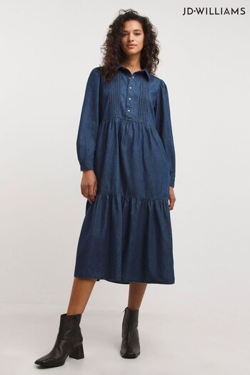 JD Williams Blue Seamed Detail Smock Shirt Dress (D88988) | £45