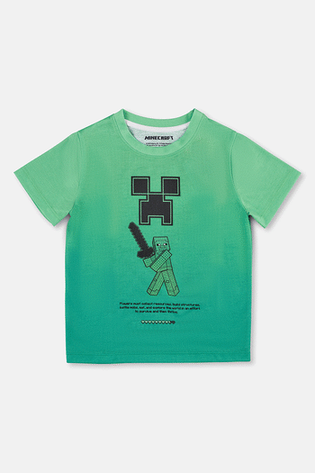 Angel & Rocket Green Minecraft Graphic T-Shirt (D89005) | £16 - £20