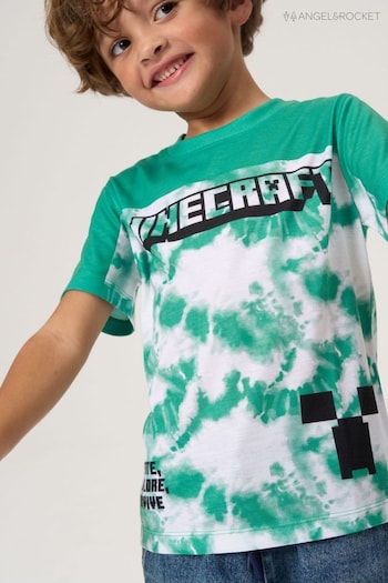 Angel & Rocket Green Minecraft Colourblock T-Shirt (D89006) | £16 - £20
