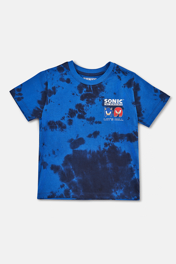 Angel & Rocket Blue Sonic Graphic Tie Dye T-Shirt (D89009) | £16 - £20
