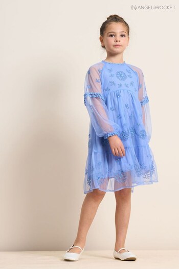 Angel & Rocket Blue Embroidered Boho Dress (D89057) | £45 - £50