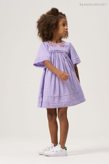 Angel & Rocket Purple Theodora Embroidered Yolk Dress (D89058) | £32 - £36